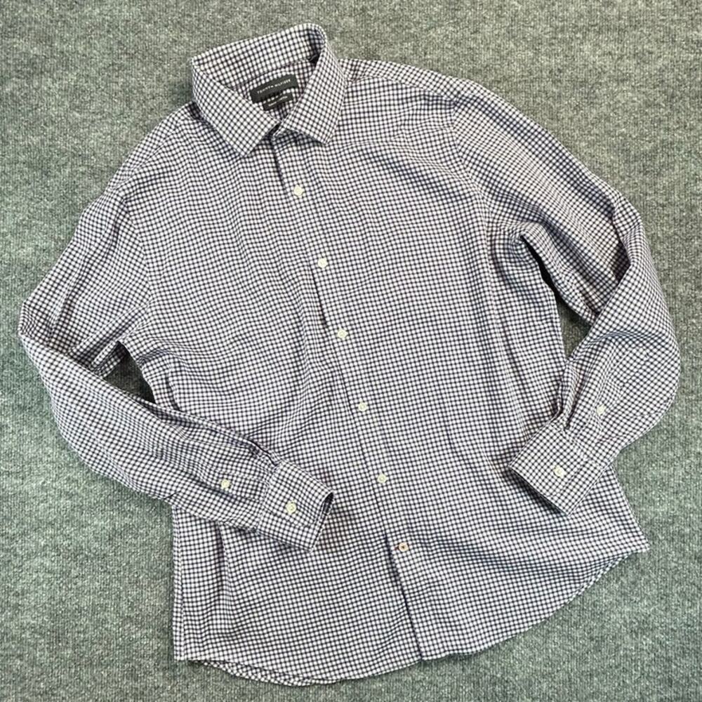 Tommy Hilfiger Men’s XL 17 34/35 Purple Gingham Slim Fit Stretch Shirt